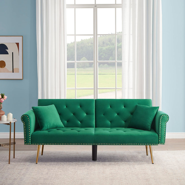 Made green velvet on sale sofa bed